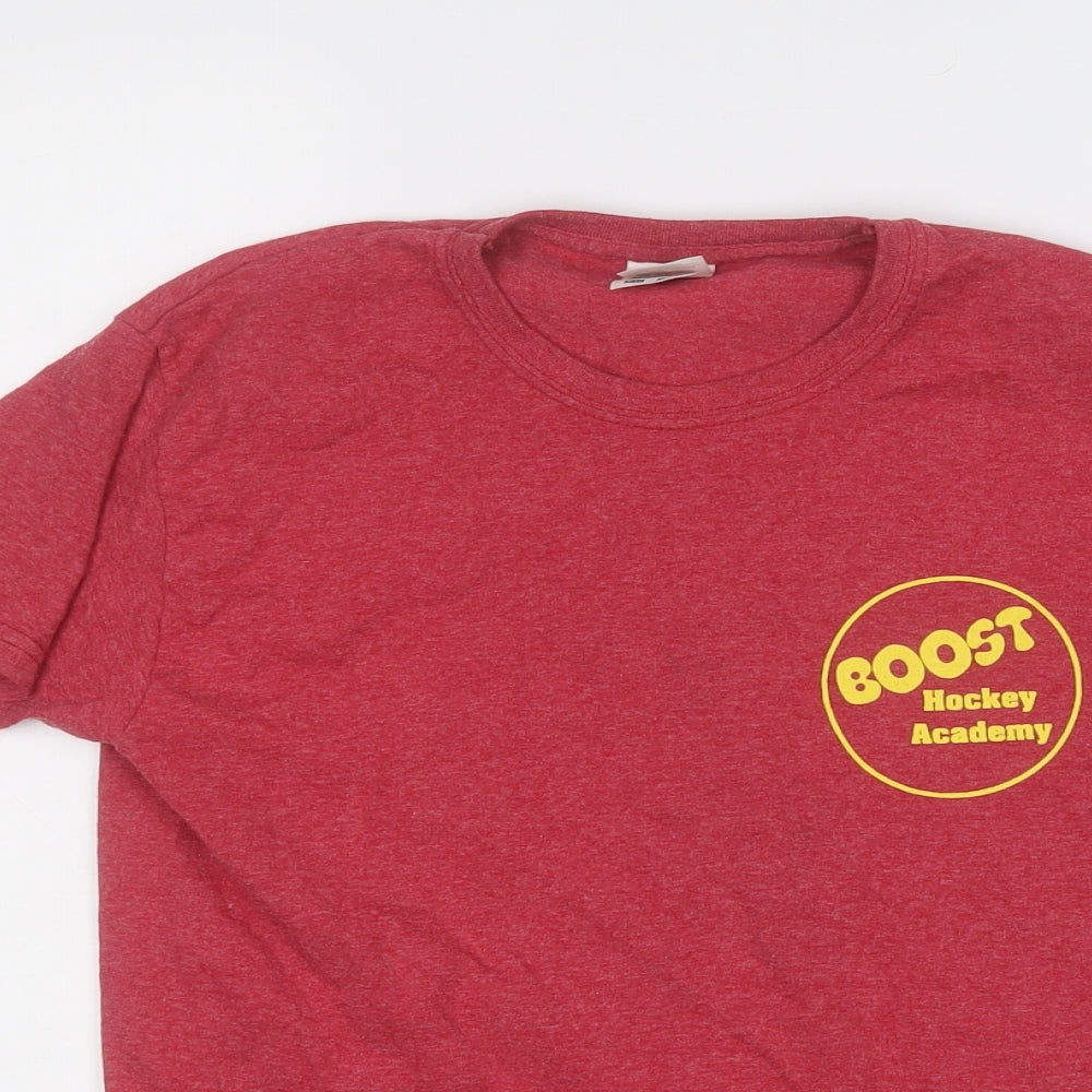 Fruit of the Loom Boys Red  Cotton Basic T-Shirt Size 9-10 Years Round Neck