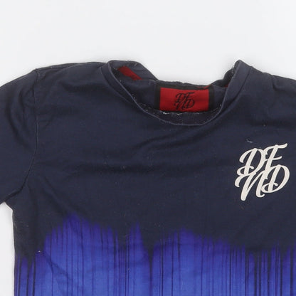 DFND Boys Blue  Polyester Basic T-Shirt Size S Round Neck