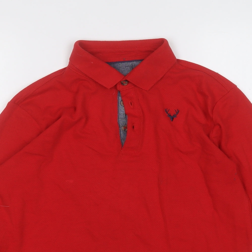 Dunnes Stores Boys Red  Polyester Basic Polo Size L Collared