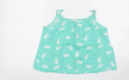 John Lewis Girls Green Geometric Cotton Basic Tank Size 10 Years Round Neck  - Rabbit