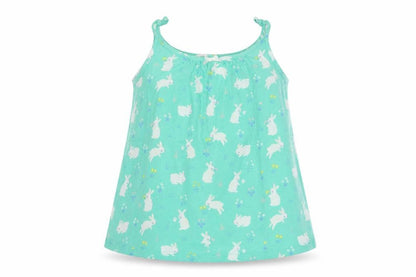 John Lewis Girls Green Geometric Cotton Basic Tank Size 10 Years Round Neck  - Rabbit