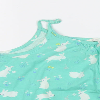 John Lewis Girls Green Geometric Cotton Basic Tank Size 10 Years Round Neck  - Rabbit