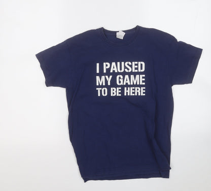 Fruit of the Loom Boys Blue  Cotton Basic T-Shirt Size 9-10 Years Round Neck  - I paused my game to be here