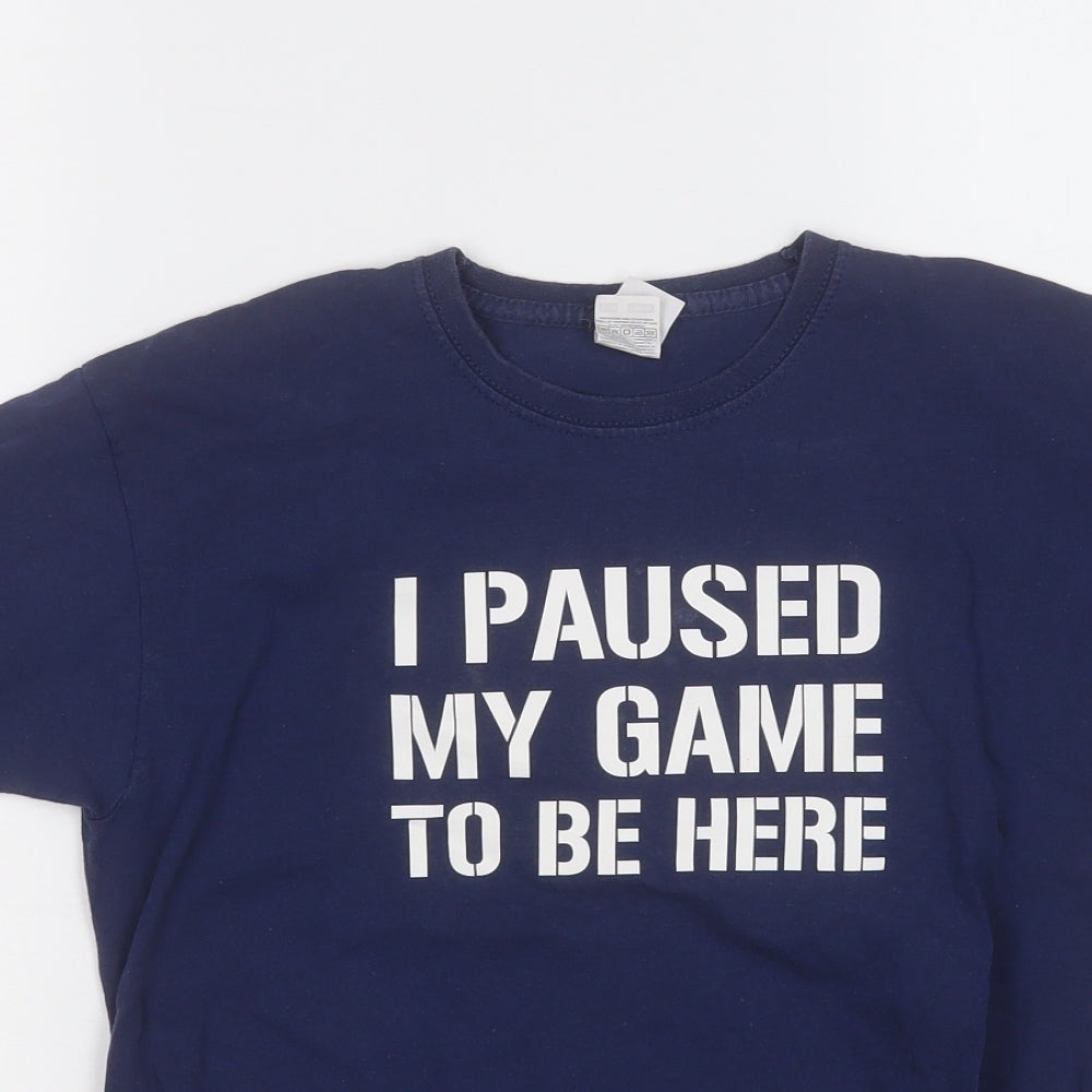 Fruit of the Loom Boys Blue  Cotton Basic T-Shirt Size 9-10 Years Round Neck  - I paused my game to be here