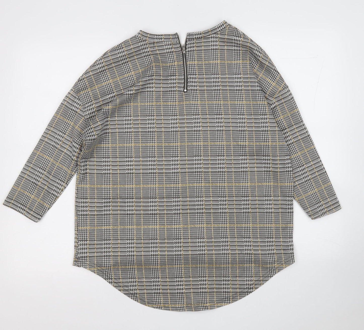 Primark Womens Yellow Round Neck Plaid Polyester Pullover Jumper Size 10