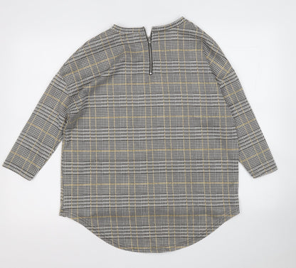 Primark Womens Yellow Round Neck Plaid Polyester Pullover Jumper Size 10