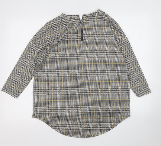 Primark Womens Yellow Round Neck Plaid Polyester Pullover Jumper Size 10