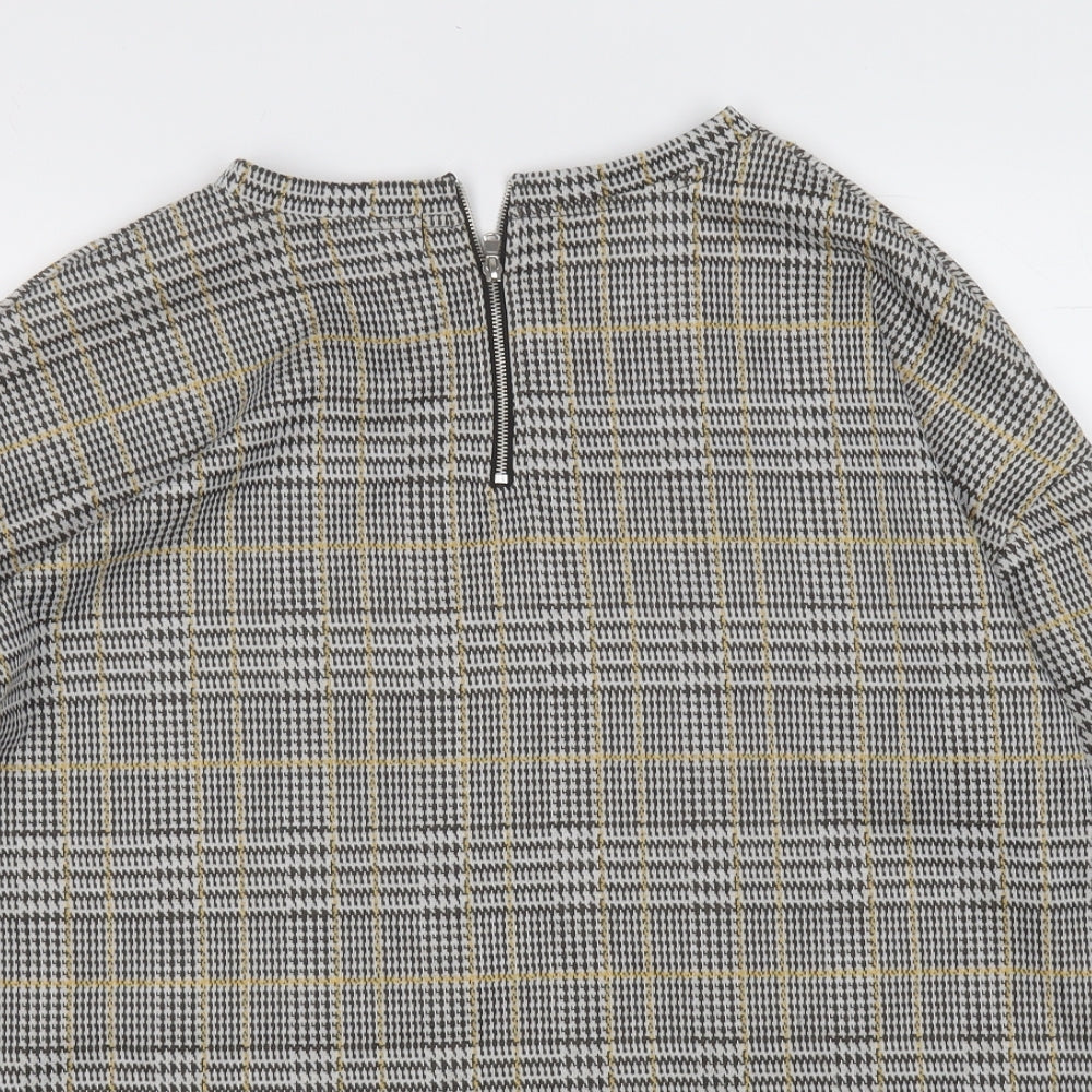 Primark Womens Yellow Round Neck Plaid Polyester Pullover Jumper Size 10