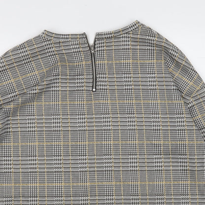 Primark Womens Yellow Round Neck Plaid Polyester Pullover Jumper Size 10