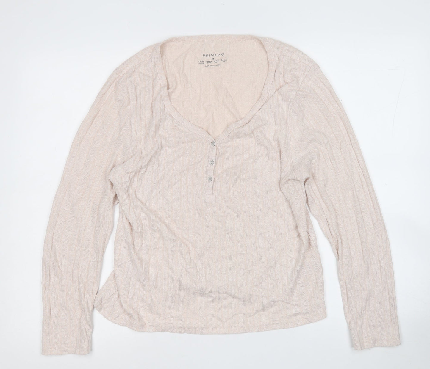 Primark Womens Pink V-Neck  Viscose Pullover Jumper Size 12