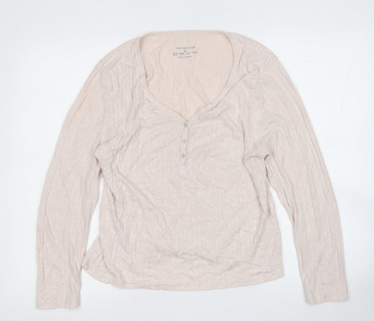 Primark Womens Pink V-Neck  Viscose Pullover Jumper Size 12