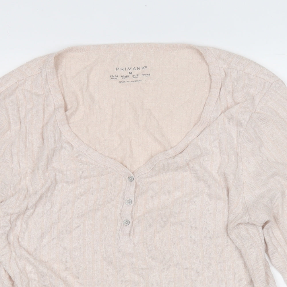 Primark Womens Pink V-Neck  Viscose Pullover Jumper Size 12