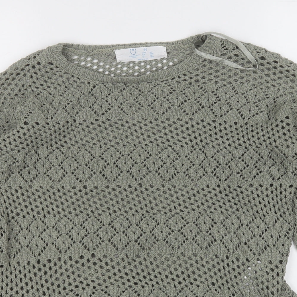 Primark Womens Green Round Neck  Polyester Pullover Jumper Size 6
