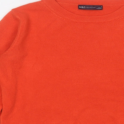 Marks and Spencer Womens Red Round Neck  Acrylic Pullover Jumper Size 8