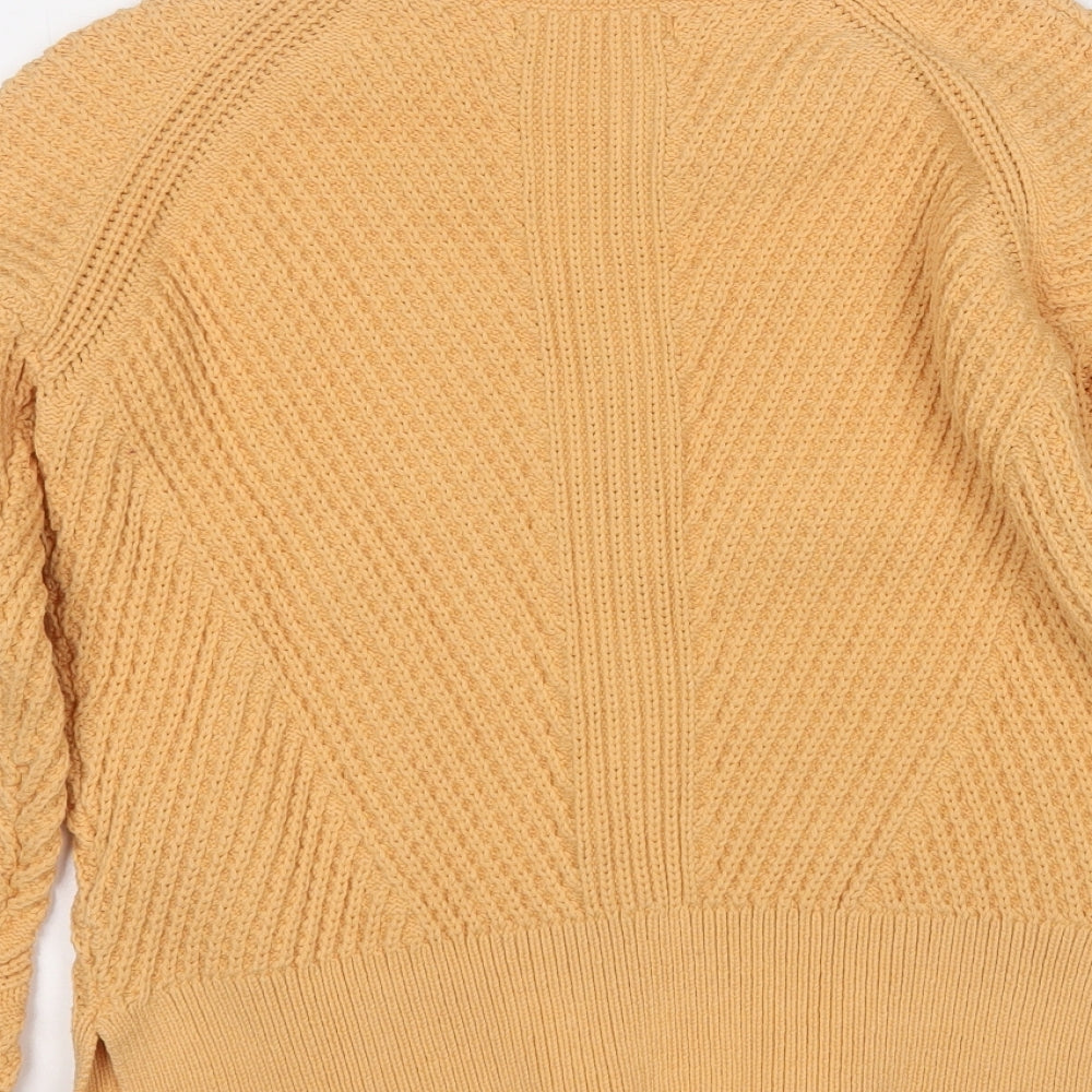 Marks and Spencer Womens Yellow Round Neck  Cotton Pullover Jumper Size S