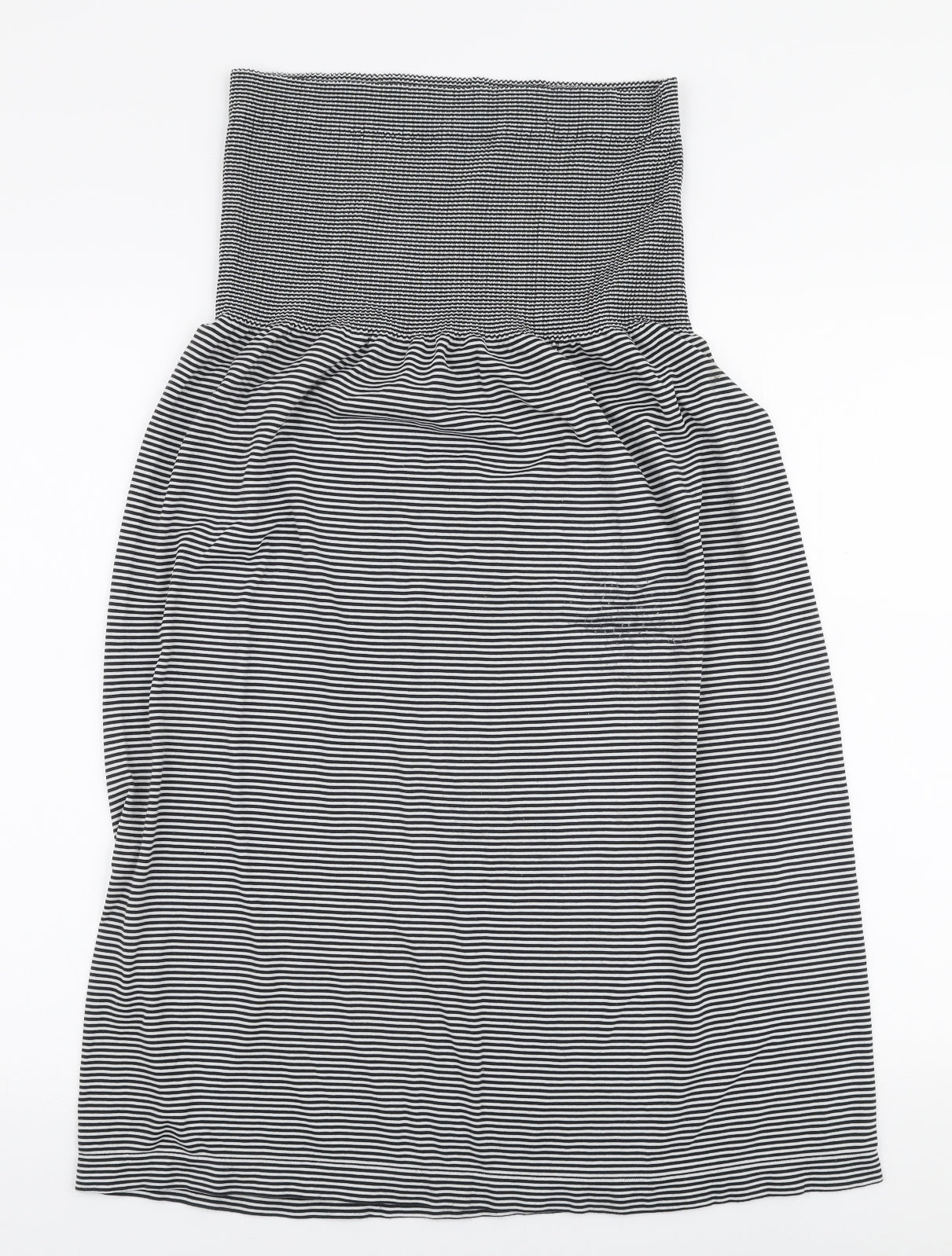 Janina Womens Black Striped Polyester Skater Dress  Size L  Off the Shoulder Pullover - Strapless
