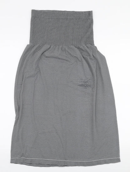 Janina Womens Black Striped Polyester Skater Dress  Size L  Off the Shoulder Pullover - Strapless