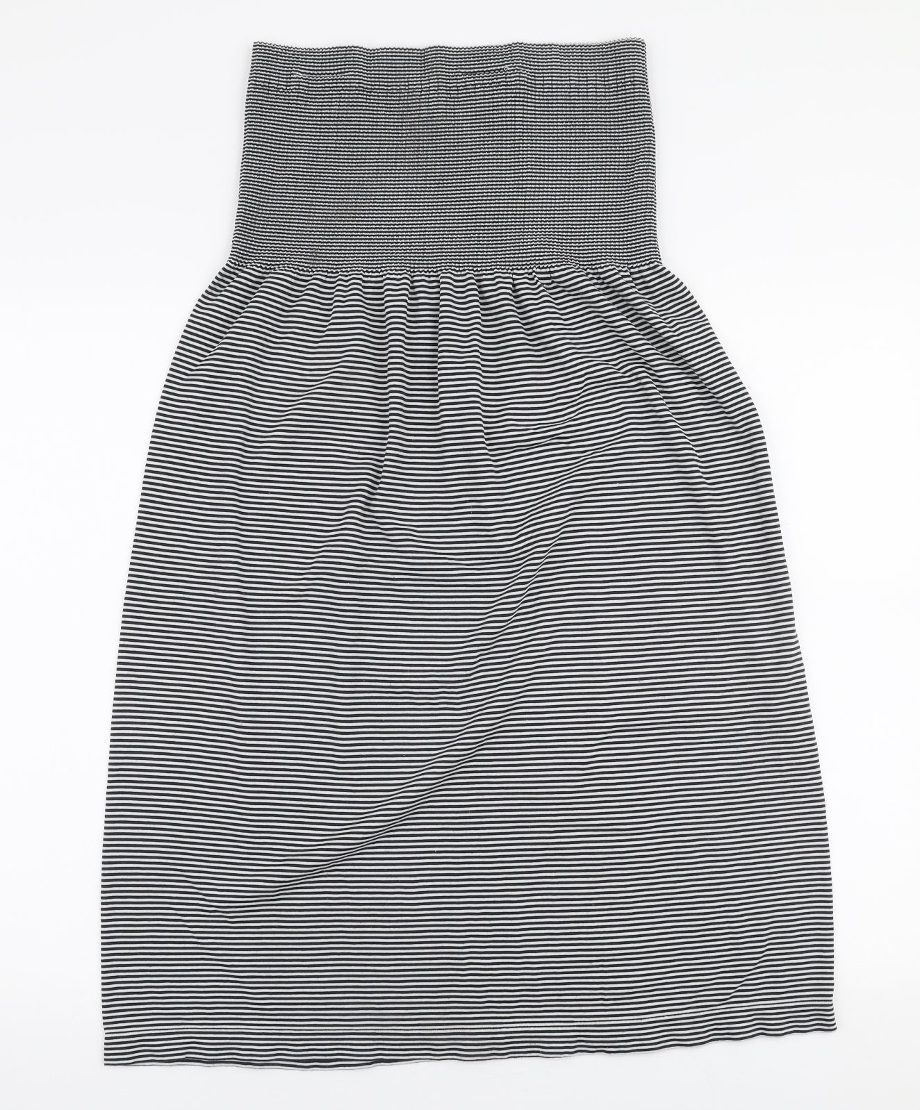 Janina Womens Black Striped Polyester Skater Dress  Size L  Off the Shoulder Pullover - Strapless