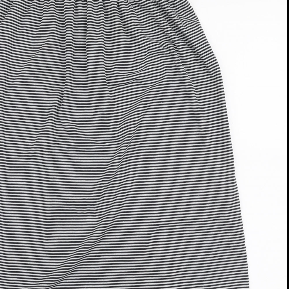 Janina Womens Black Striped Polyester Skater Dress  Size L  Off the Shoulder Pullover - Strapless
