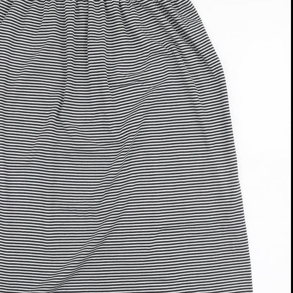 Janina Womens Black Striped Polyester Skater Dress  Size L  Off the Shoulder Pullover - Strapless