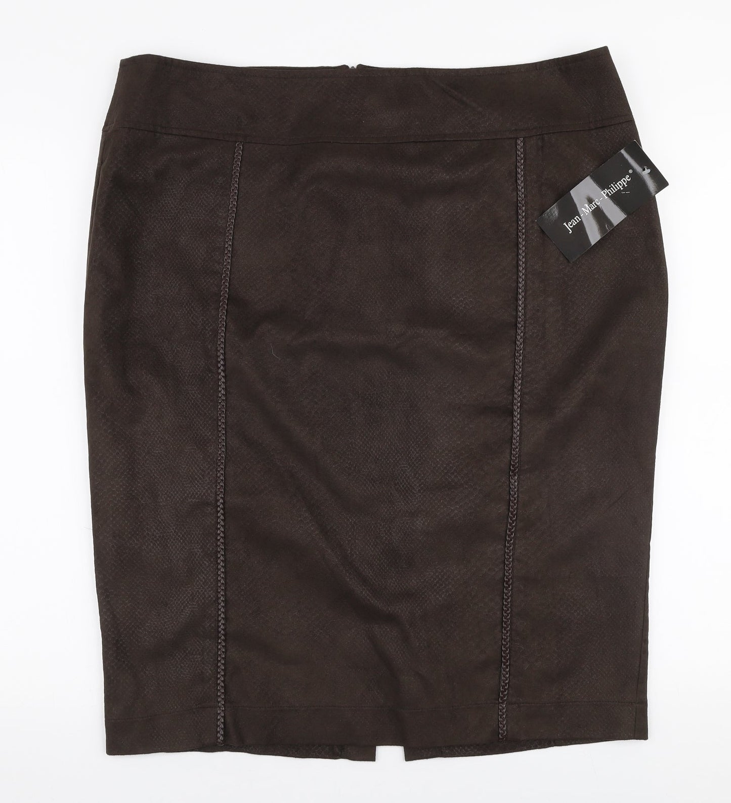 Jean MARC Philippe Womens Brown  Polyester A-Line Skirt Size 39 in   Zip - Suede