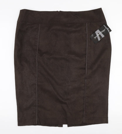 Jean MARC Philippe Womens Brown  Polyester A-Line Skirt Size 39 in   Zip - Suede