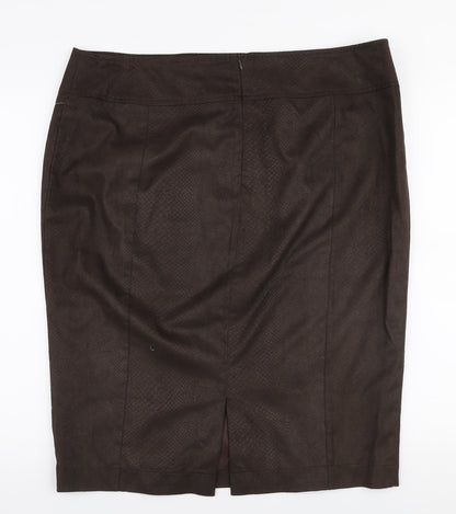 Jean MARC Philippe Womens Brown  Polyester A-Line Skirt Size 39 in   Zip - Suede