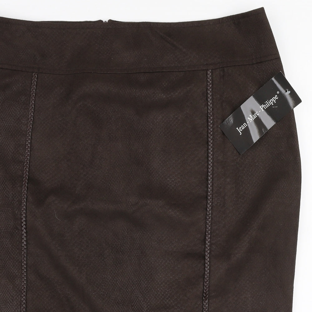 Jean MARC Philippe Womens Brown  Polyester A-Line Skirt Size 39 in   Zip - Suede