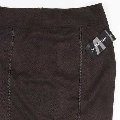 Jean MARC Philippe Womens Brown  Polyester A-Line Skirt Size 39 in   Zip - Suede