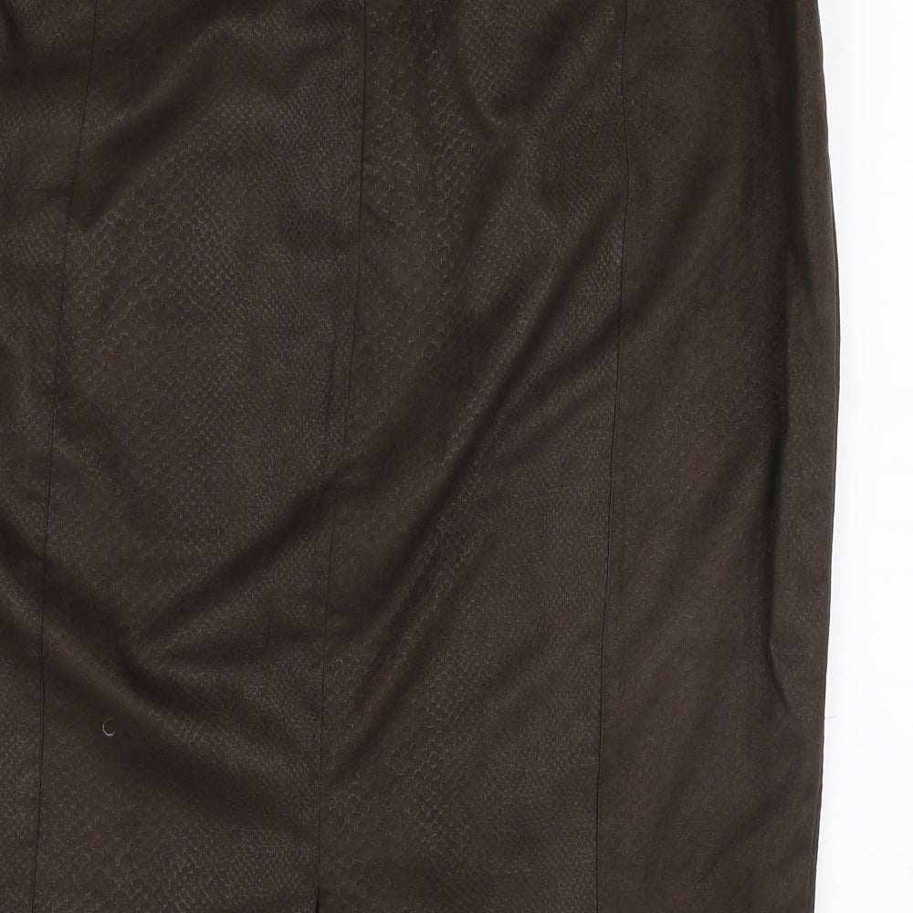 Jean MARC Philippe Womens Brown  Polyester A-Line Skirt Size 39 in   Zip - Suede