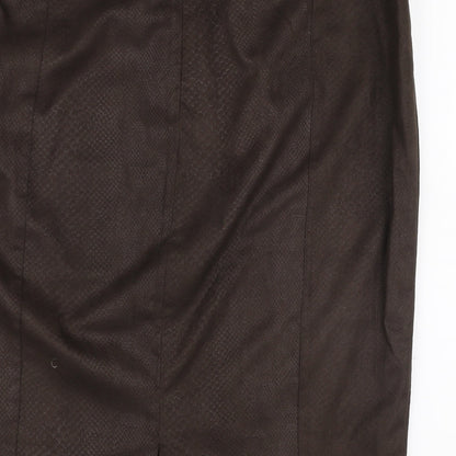 Jean MARC Philippe Womens Brown  Polyester A-Line Skirt Size 39 in   Zip - Suede