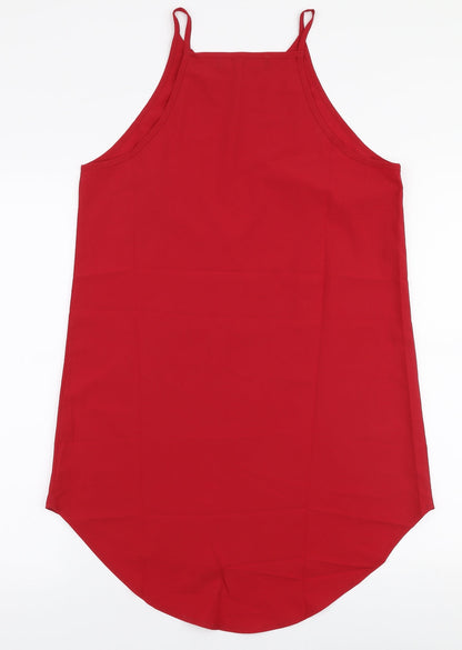 Yoins Womens Red  Polyester Camisole Blouse Size S Round Neck