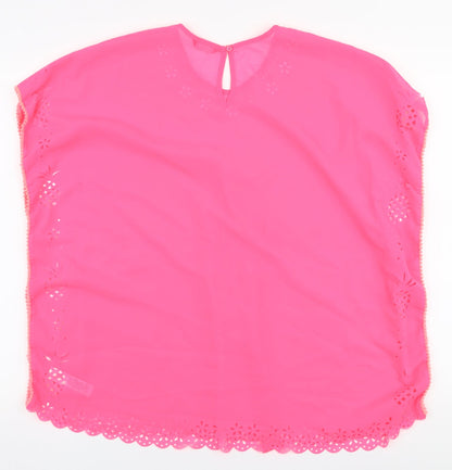 George Girls Pink  Polyester A-Line  Size L  Round Neck Pullover - beach cover up