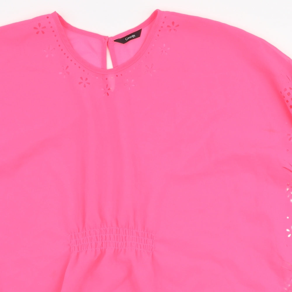 George Girls Pink  Polyester A-Line  Size L  Round Neck Pullover - beach cover up