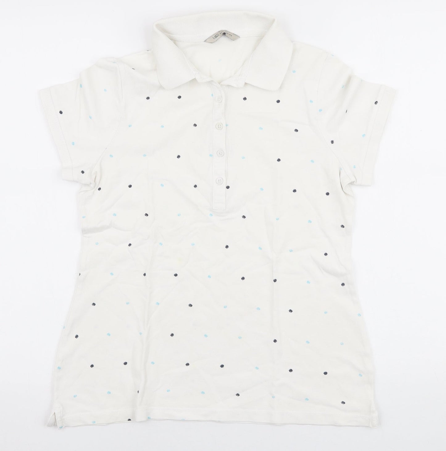 Womens UK Size S Marks and Spencer White Basic Polo