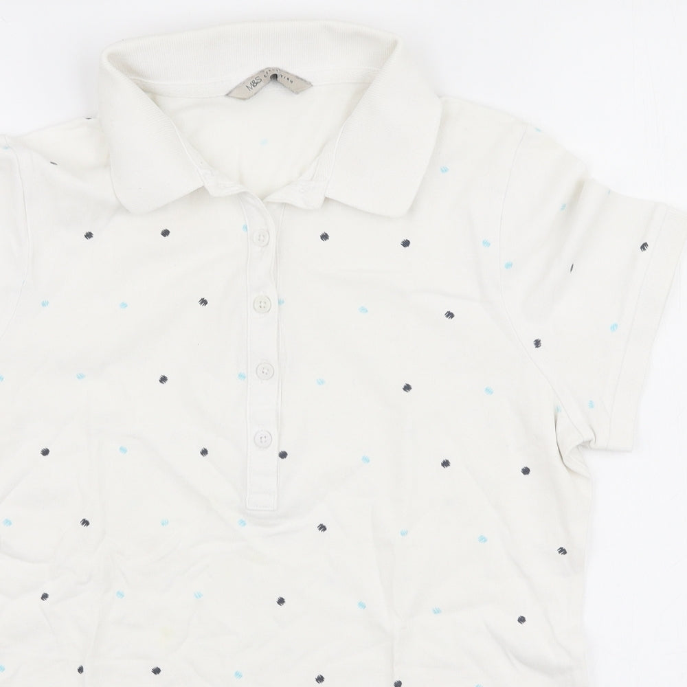 Womens UK Size S Marks and Spencer White Basic Polo