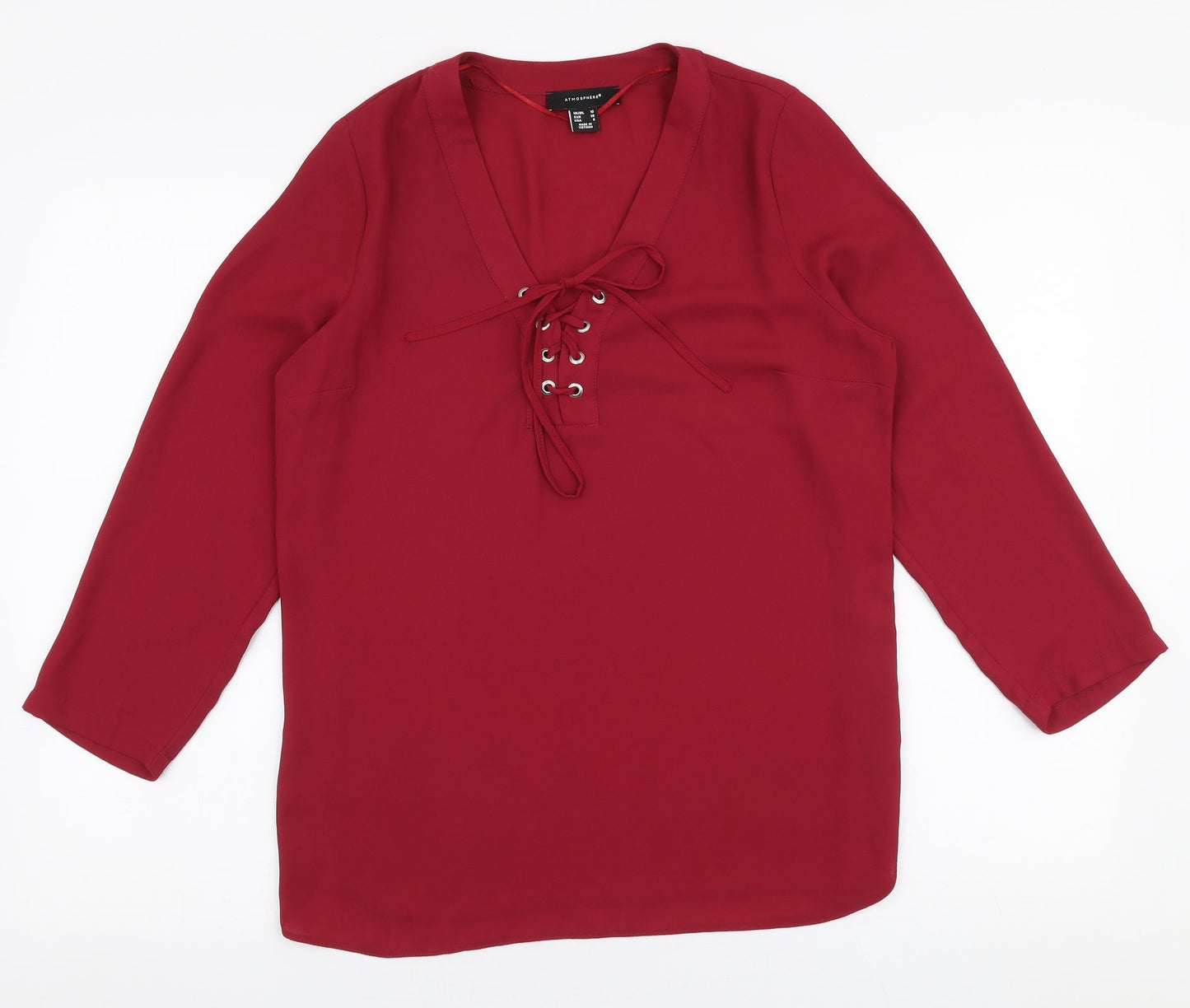 Atmosphere Womens Red  Polyester Basic Blouse Size 10 V-Neck