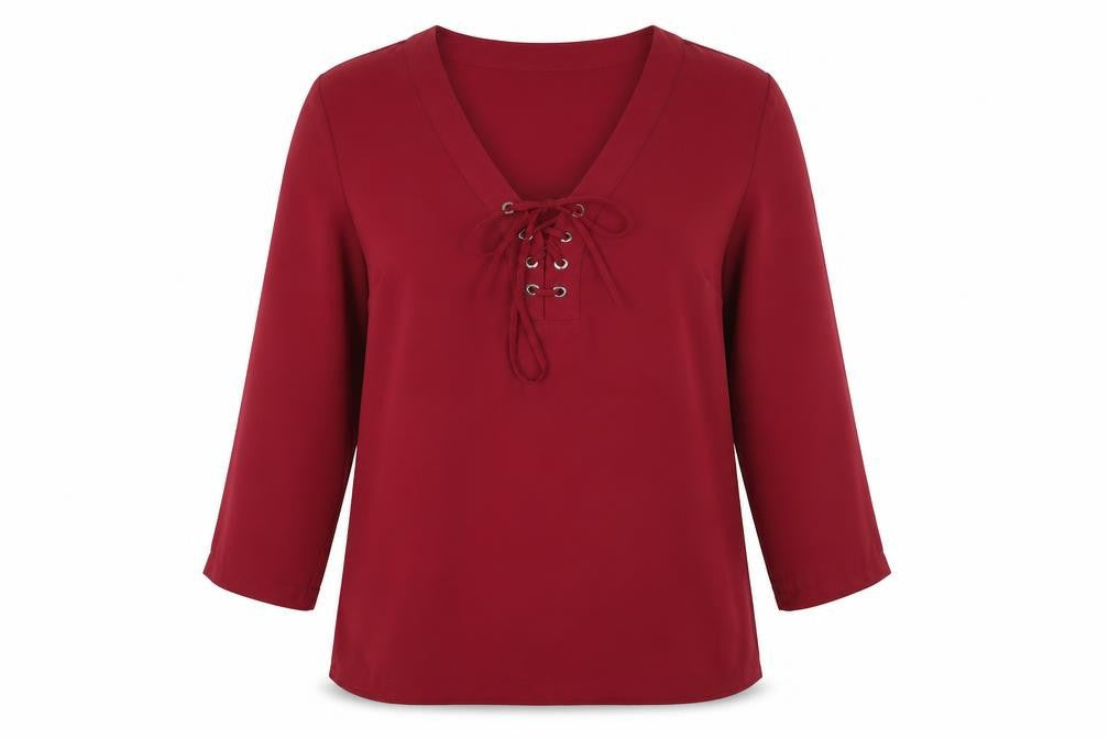 Atmosphere Womens Red  Polyester Basic Blouse Size 10 V-Neck