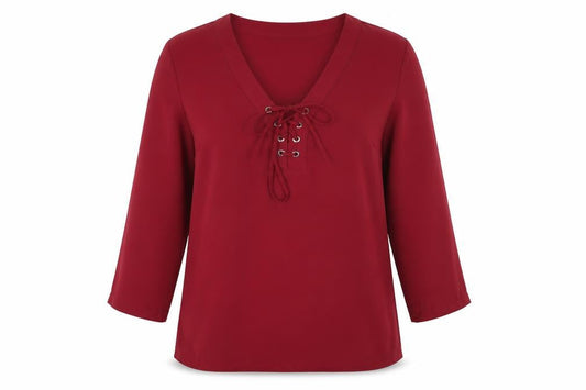 Atmosphere Womens Red  Polyester Basic Blouse Size 10 V-Neck