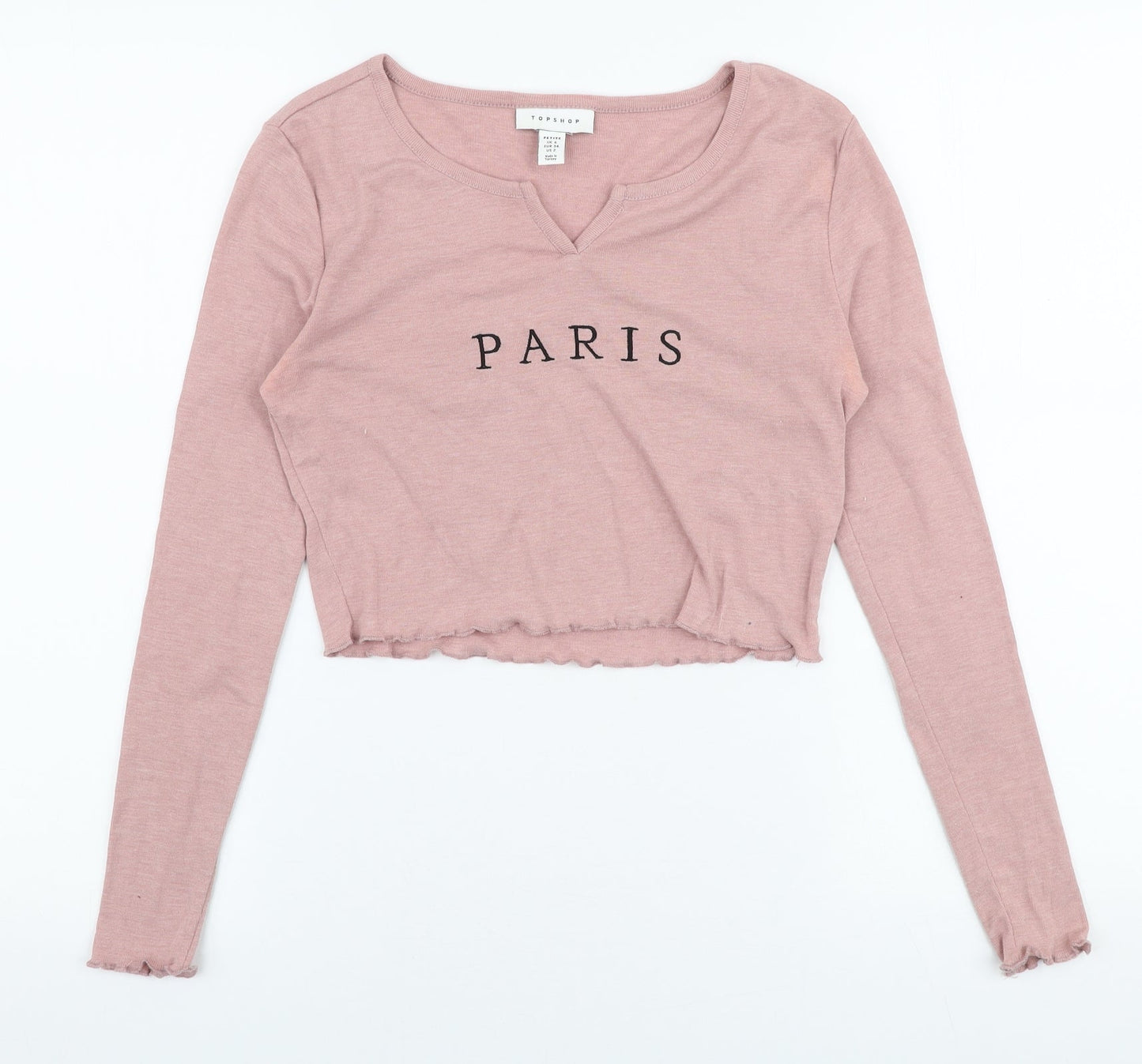 Womens UK Size 6 Topshop Pink Cropped T-Shirt