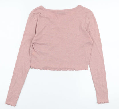 Womens UK Size 6 Topshop Pink Cropped T-Shirt