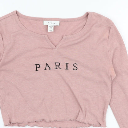 Womens UK Size 6 Topshop Pink Cropped T-Shirt