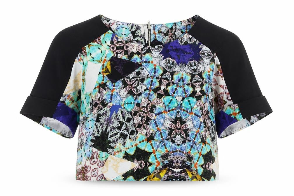 Womens UK Size 6 River Island Multicoloured Cropped Blouse