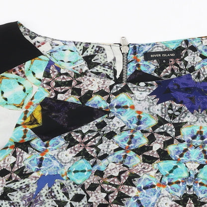 Womens UK Size 6 River Island Multicoloured Cropped Blouse