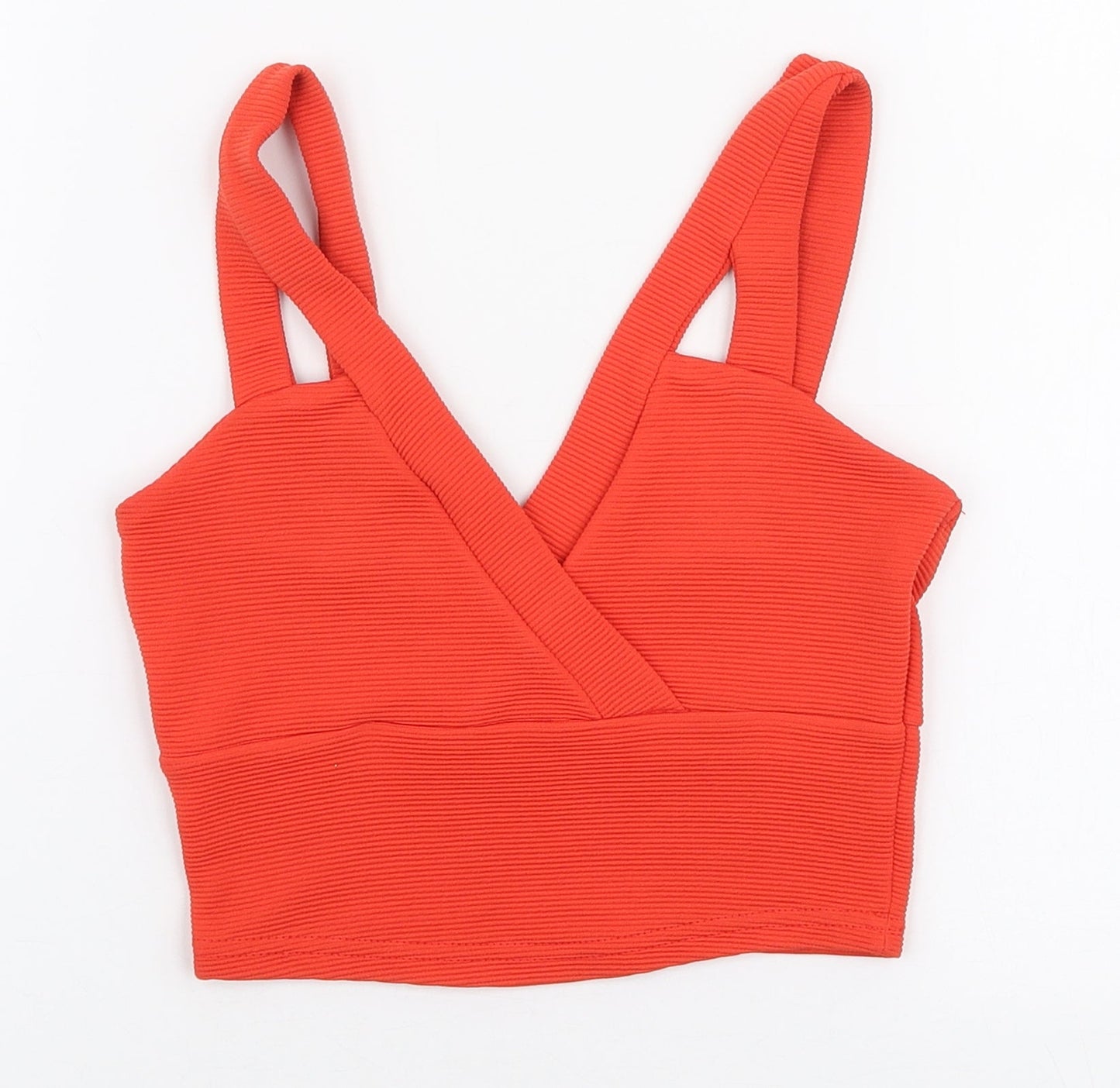 Miss Selfridge Womens Orange  Polyester Cropped Tank Size 4 V-Neck