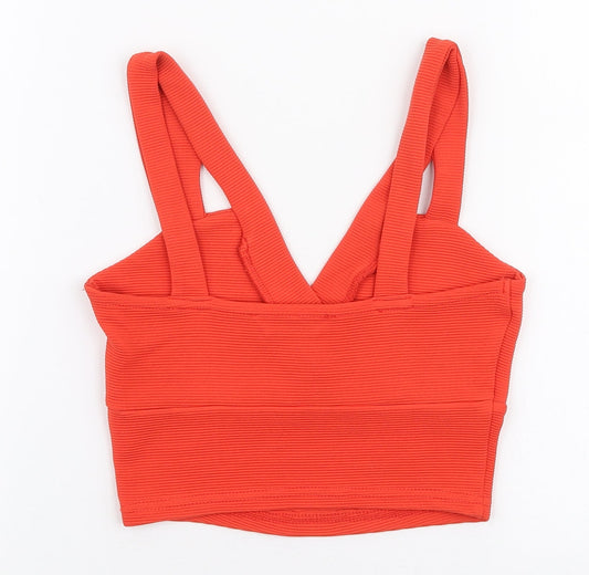 Miss Selfridge Womens Orange  Polyester Cropped Tank Size 4 V-Neck