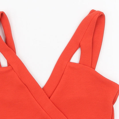 Miss Selfridge Womens Orange  Polyester Cropped Tank Size 4 V-Neck