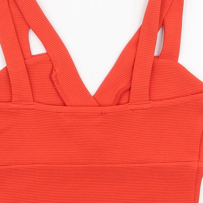 Miss Selfridge Womens Orange  Polyester Cropped Tank Size 4 V-Neck