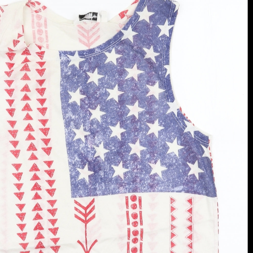 Womens UK Size 8 New Look Multicoloured Jersey Tank