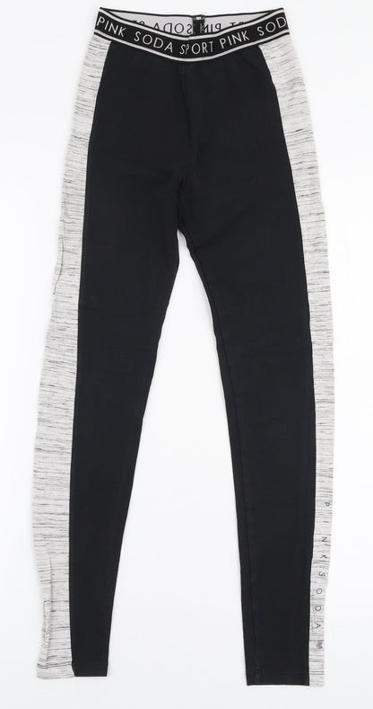 Pink Soda Womens Black  Polyester Capri Leggings Size 4 L25 in